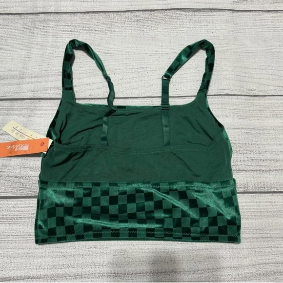 Velour Green Checkard Crop Bra Top (M) - Picture 6 of 16